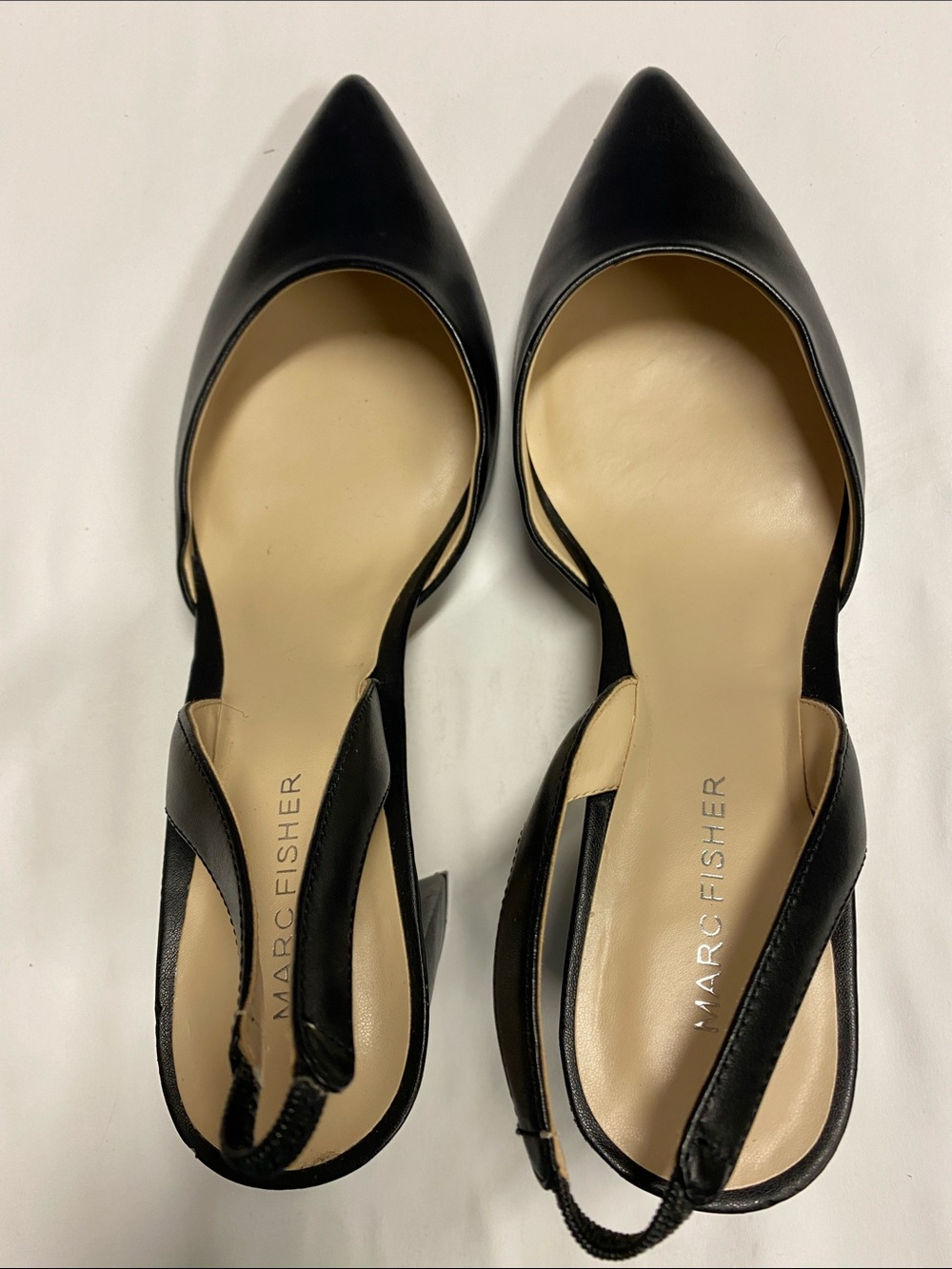 Marc Fisher Black Pointed Slingback Flats size 8.5 H-1